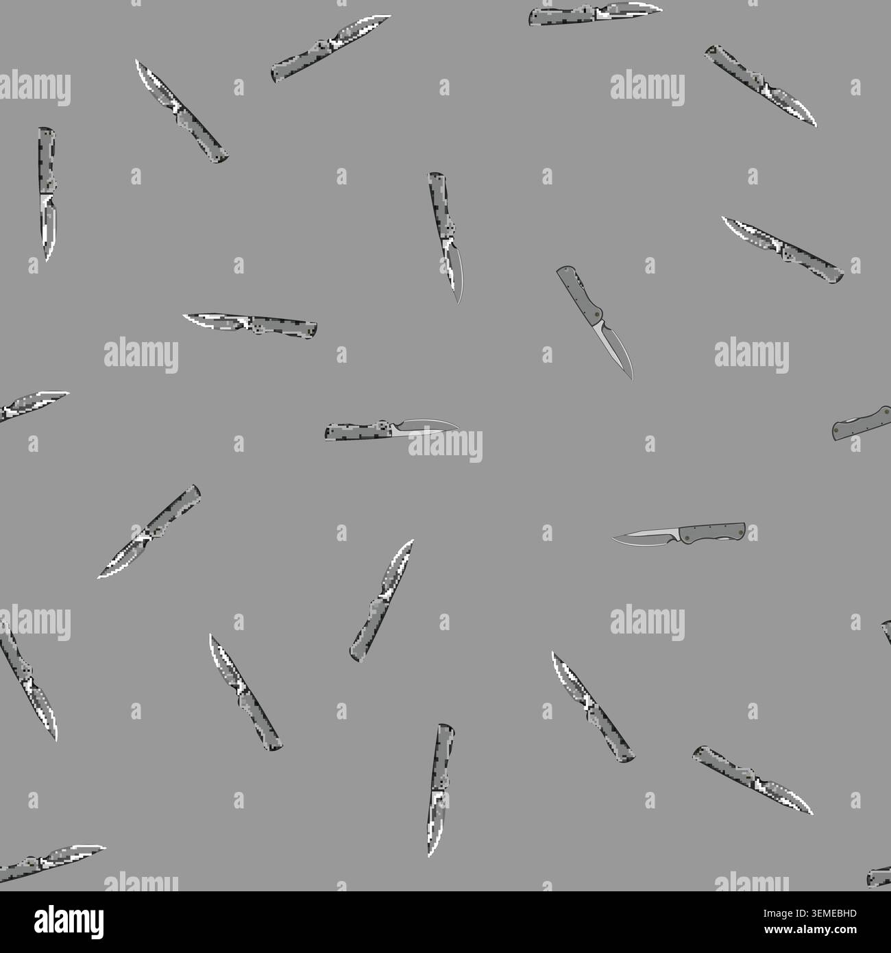 coltello da esterno con motivo senza cuciture vettore di cartoni animati da campeggio Illustrazione Vettoriale