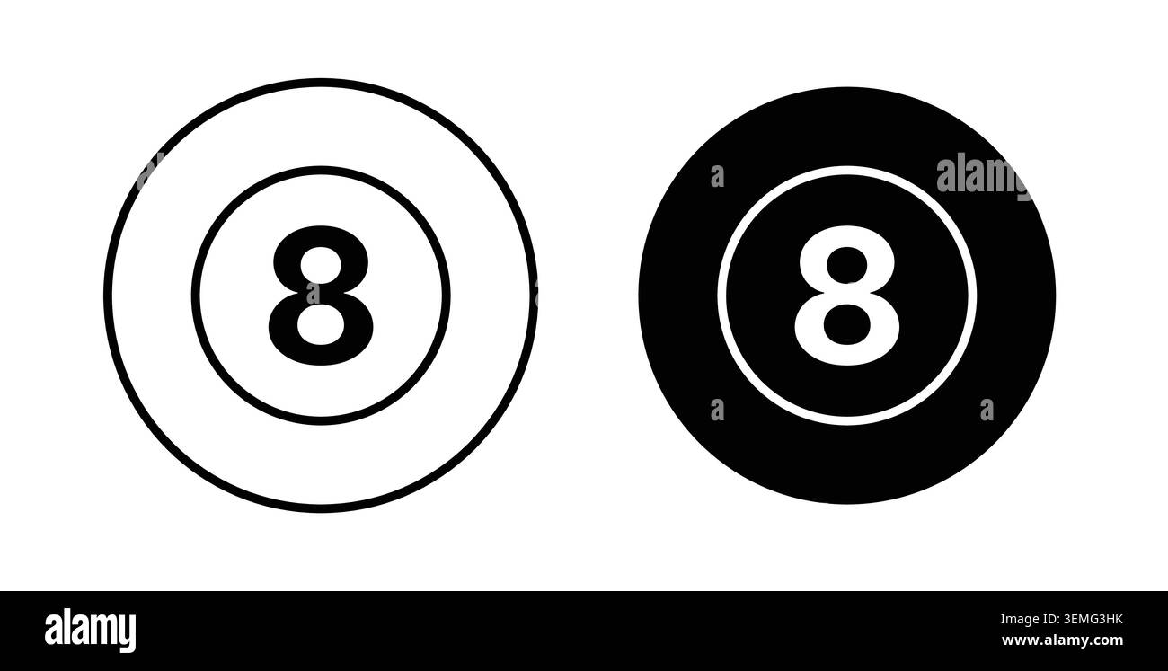 Pacchetto illustrazioni con icona a sfera Pool 8 per Web. Illustrazione Vettoriale