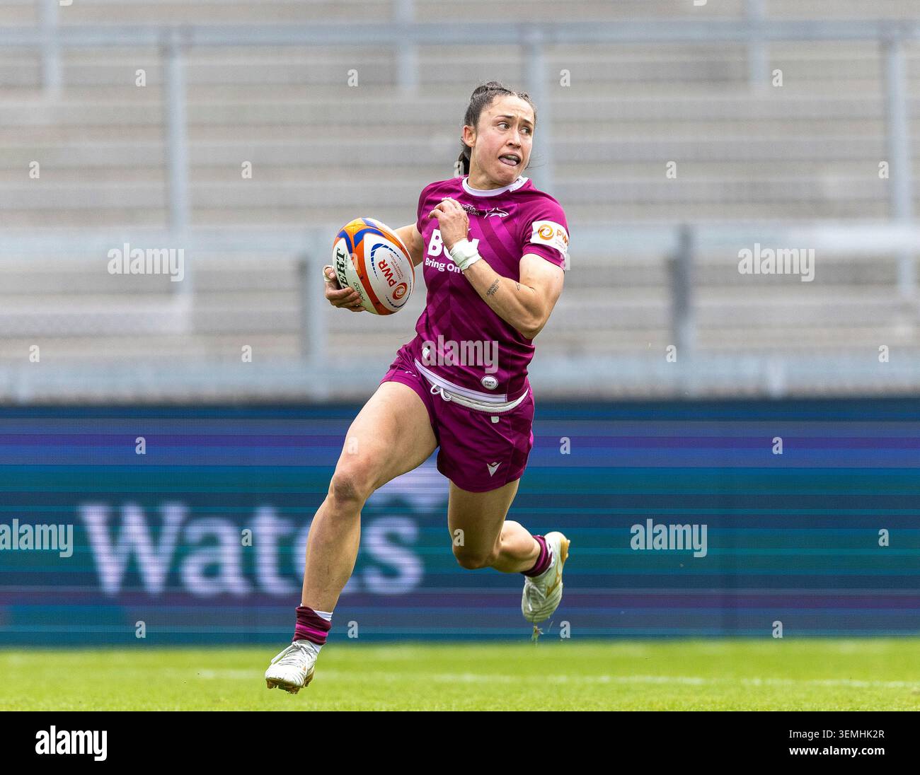 Exeter, Regno Unito. 7 giugno 2026. Sale Sharks donna Rhona Lloyd, segna prova durante la partita tra Exeter Chiefs donne contro sale Sharks donne The PWR Sandy Park Exeter Sunday7, giugno 2026Sandy Park, credito: Martin Edwards/Alamy Live News Foto Stock