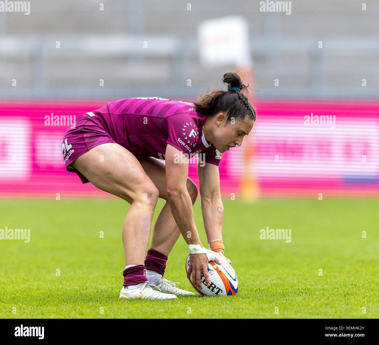 Exeter, Regno Unito. 7 giugno 2026. Sale Sharks donna Rhona Lloyd, segna prova durante la partita tra Exeter Chiefs donne contro sale Sharks donne The PWR Sandy Park Exeter Sunday7, giugno 2026Sandy Park, credito: Martin Edwards/Alamy Live News Foto Stock