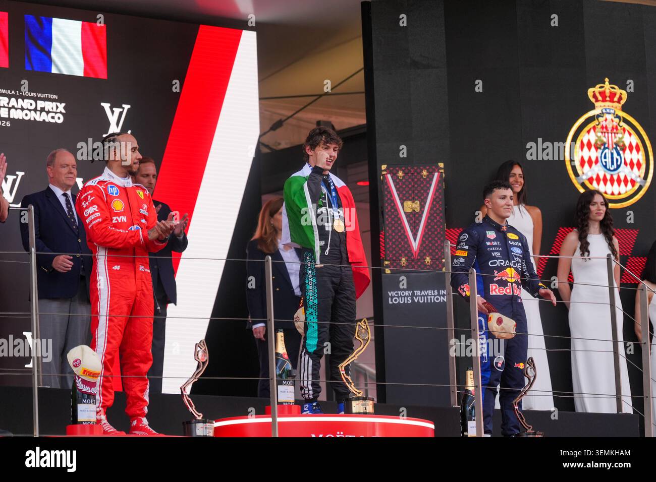 Montecarlo, Monaco. 7 giugno 2026. Il podio, durante la Formula 1 Louis Vuitton Grand Prix de Monaco. Crediti: Alessio Morgese / Alamy live news Foto Stock