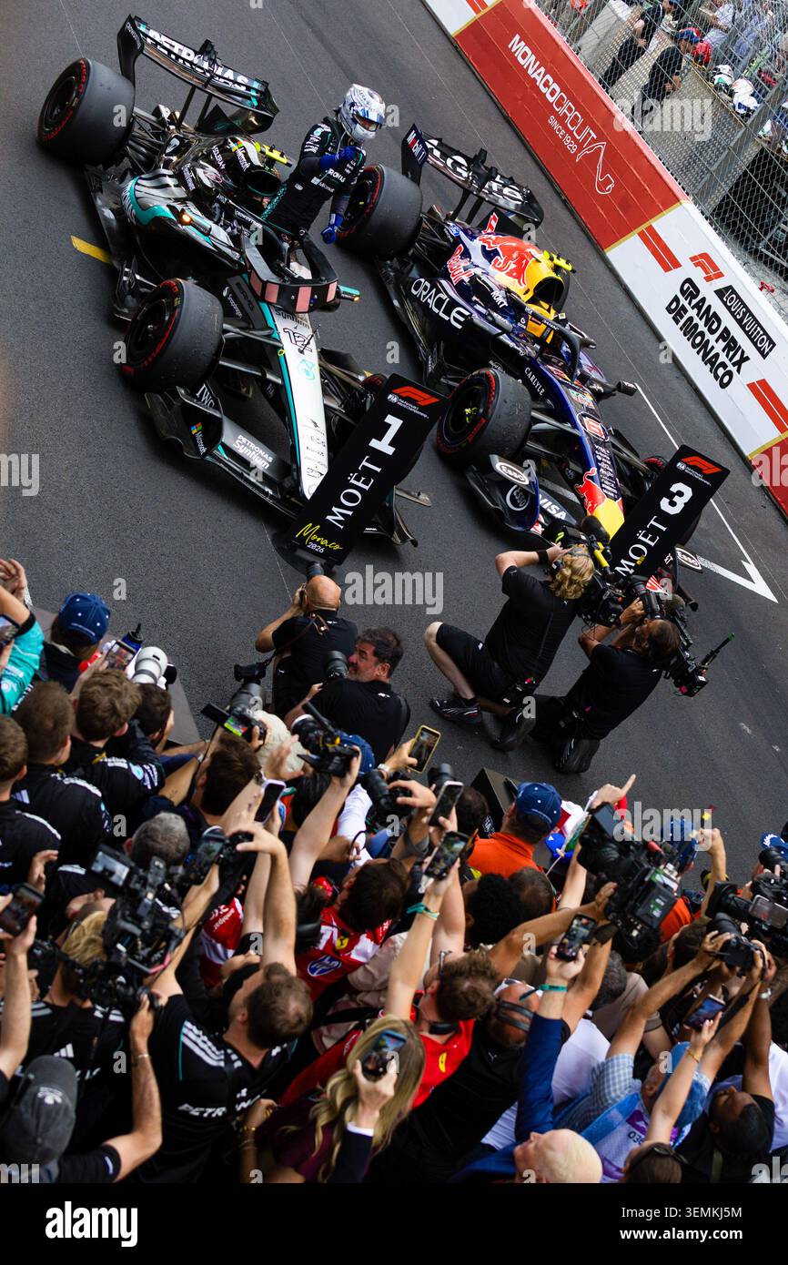 Montecarlo, Monaco. 7 giugno 2026. Andrea Kimi Antonelli e Isack Hadjar, durante la Formula 1 Louis Vuitton Grand Prix de Monaco. Crediti: Alessio Morgese / Alamy live news Foto Stock