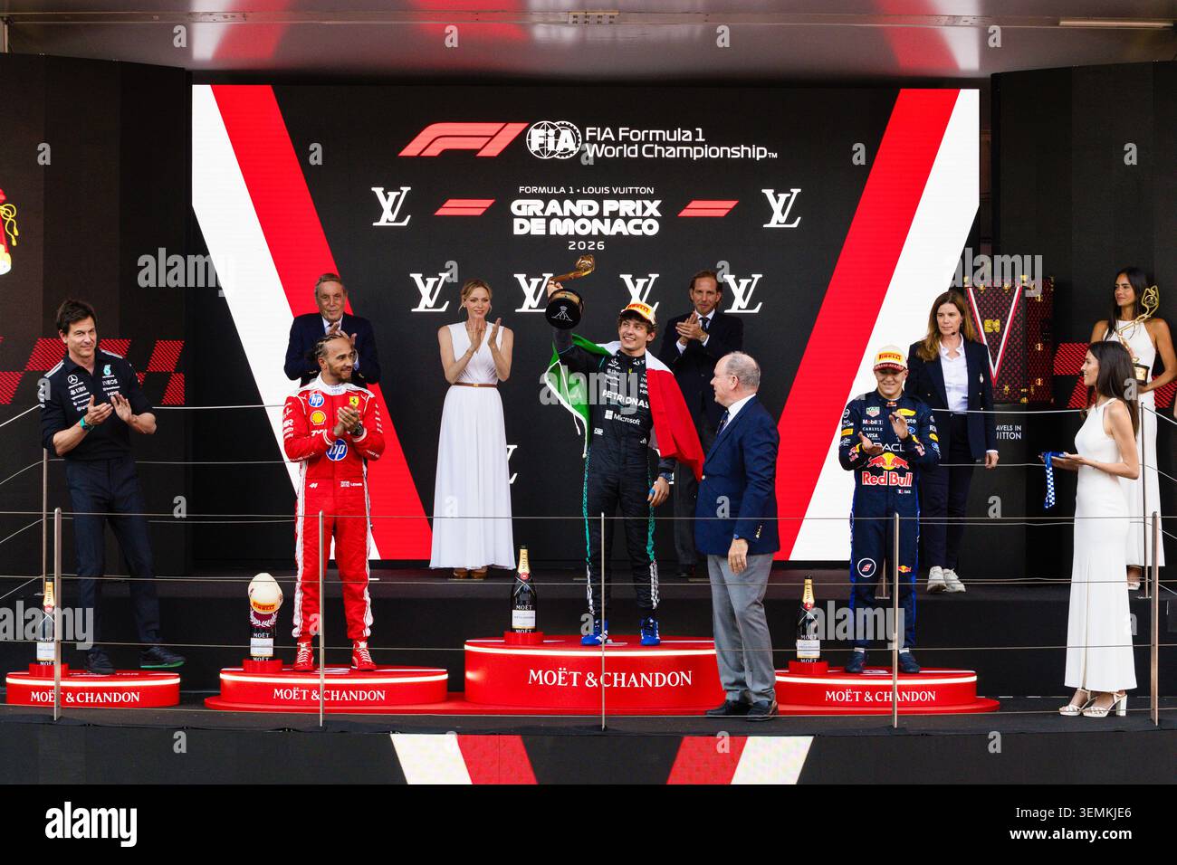 Montecarlo, Monaco. 7 giugno 2026. Il podio, durante la Formula 1 Louis Vuitton Grand Prix de Monaco. Crediti: Alessio Morgese / Alamy live news Foto Stock
