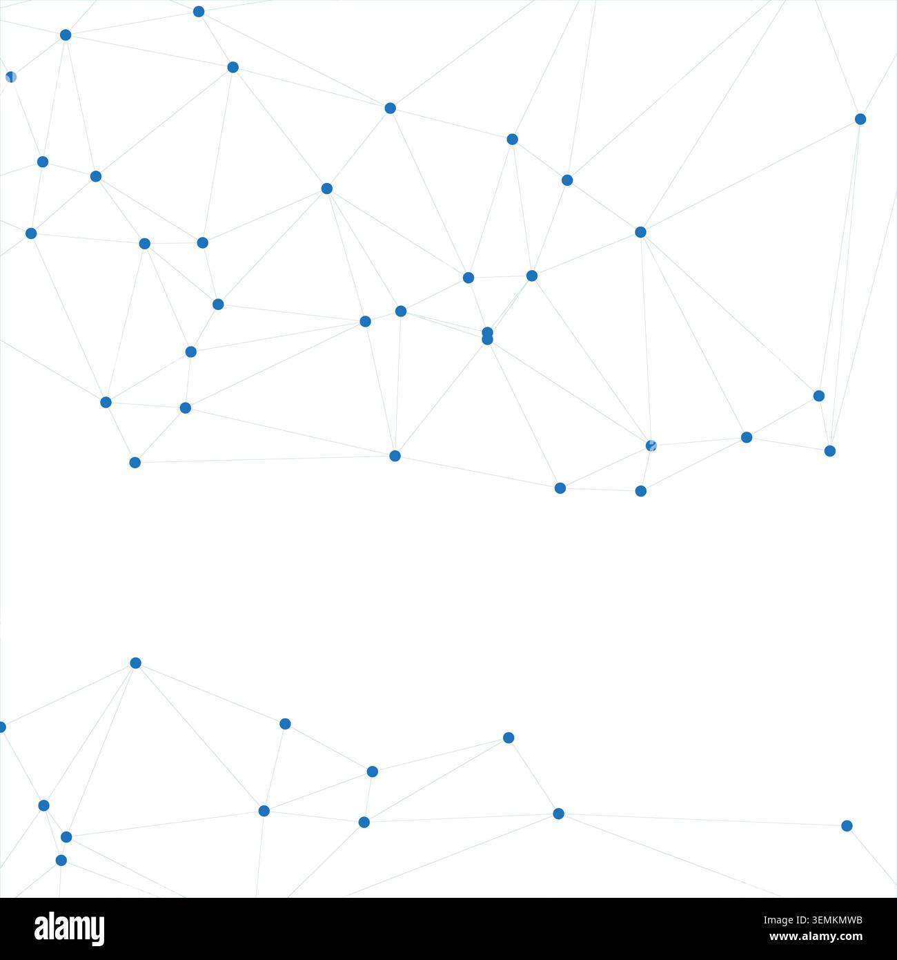 Sfondo in plesso digitale minimalista con linee sottili e nodi circolari blu che formano una struttura interconnessa nello spazio bianco. Pulito e moderno Illustrazione Vettoriale