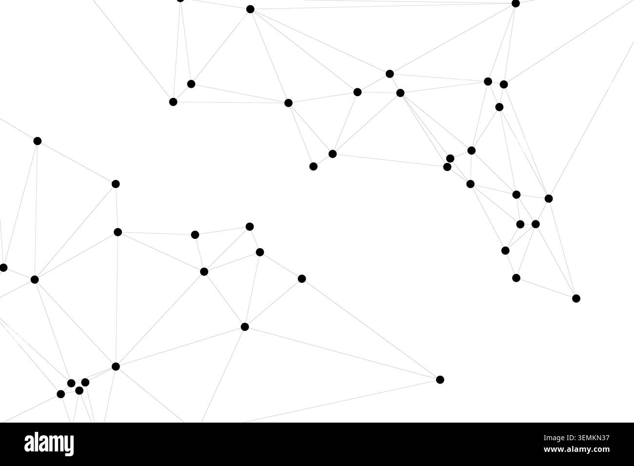 Sfondo tecnico monocromatico dettagliato con gruppi di punti neri Uniti da linee grigie sfocate. Layout professionale per il rappresentante IT Illustrazione Vettoriale