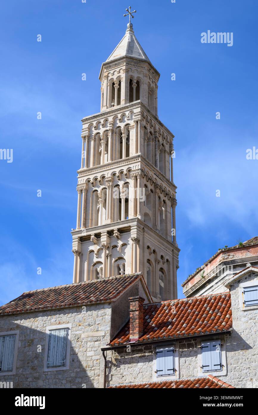 Campanile della Cattedrale di San Domnio, Spalato, Croazia Foto Stock