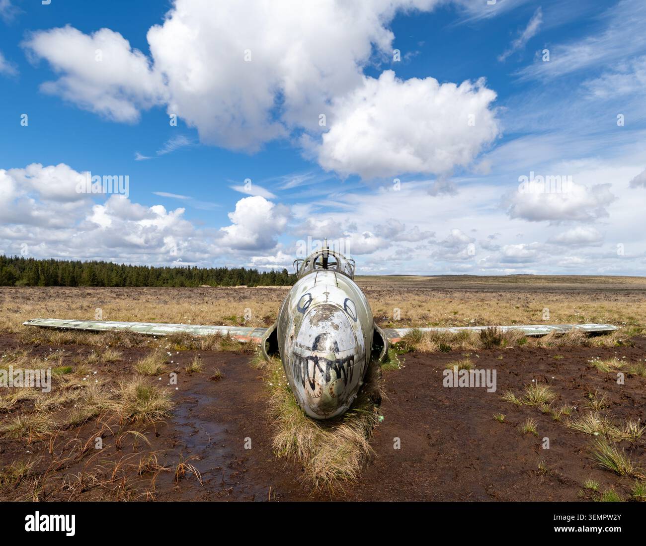Abbandonata la Lockheed T-33 Shooting Star jet relitto dimenticato in una remota palude selvaggia Foto Stock