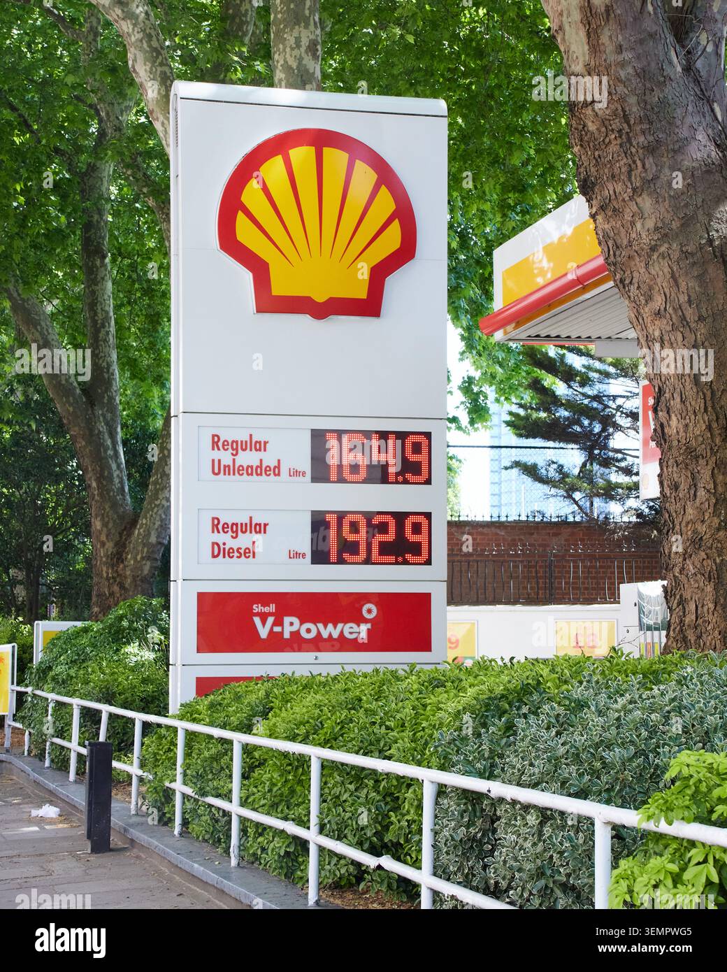 Stazione di servizio Shell, Pimlico, Regno Unito Foto Stock