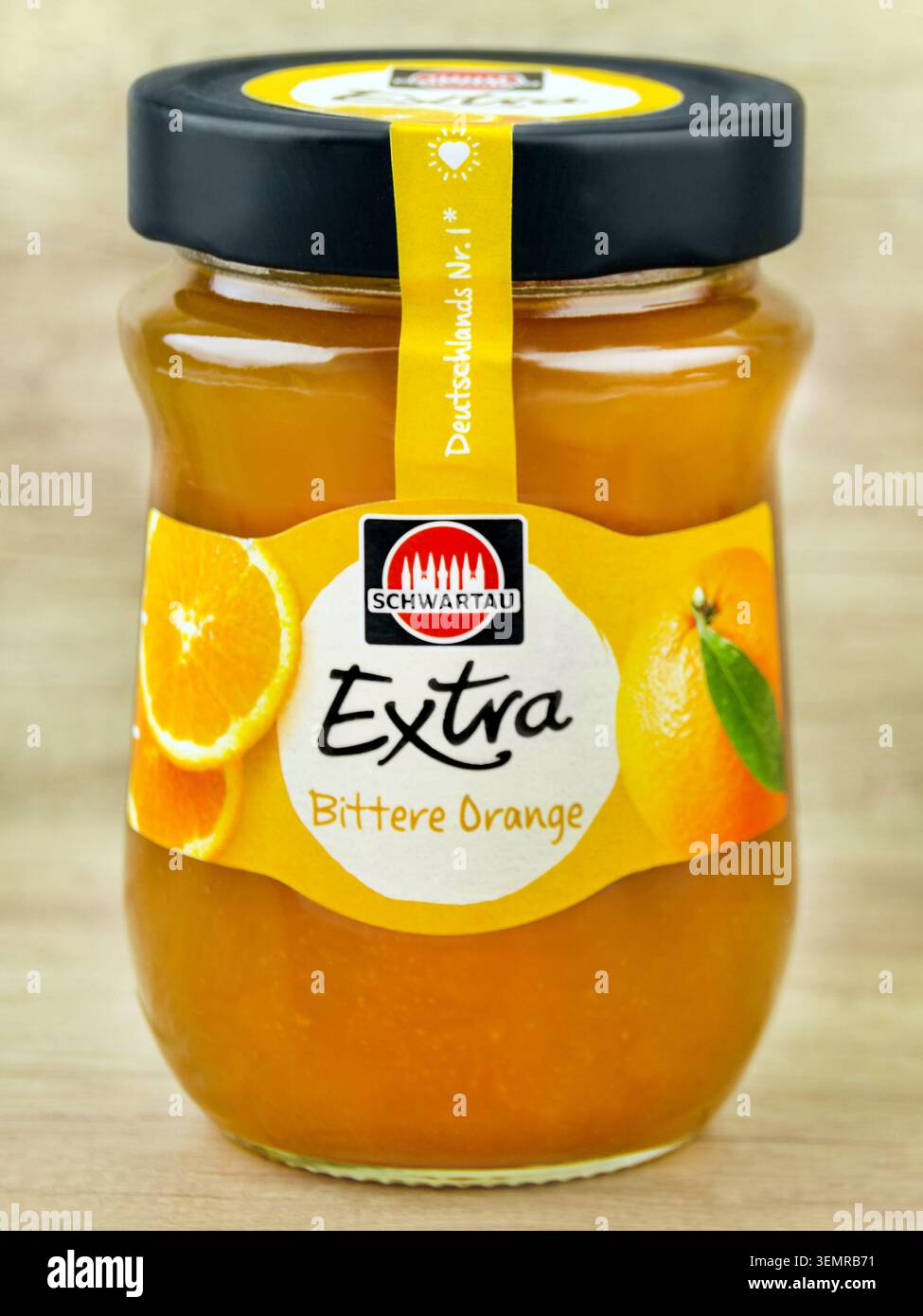 1 Glas Marmelade Schwartau Extra Bittere Orange Foto Stock