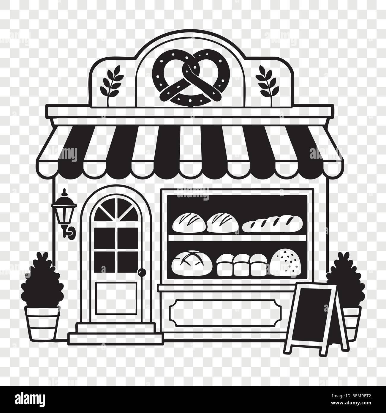 Accogliente panetteria locale, facciata esterna del ripiano Illustrazione Vettoriale