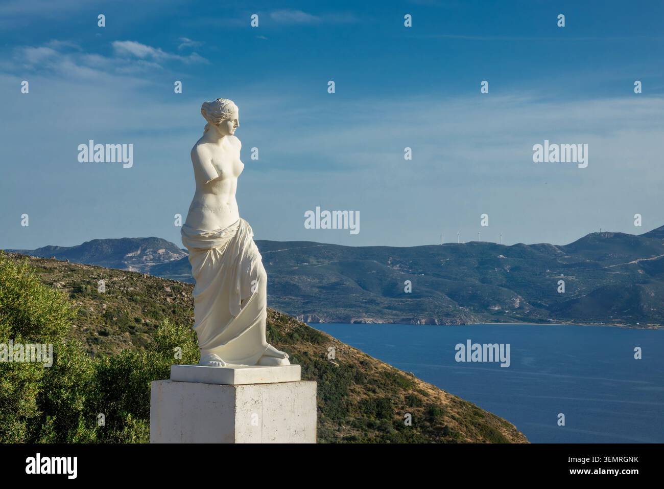 Replica della famosa statua di Afrodite, conosciuta anche come Venere di Milo, nell'isola di Milo, nelle isole Cicladi, in Grecia Foto Stock