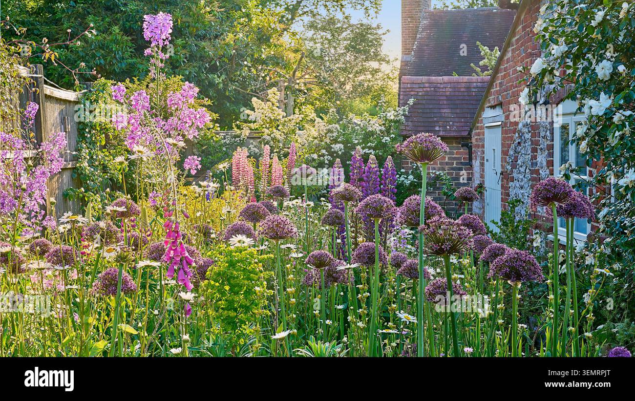 Un tradizionale giardino di campagna inglese Foto Stock