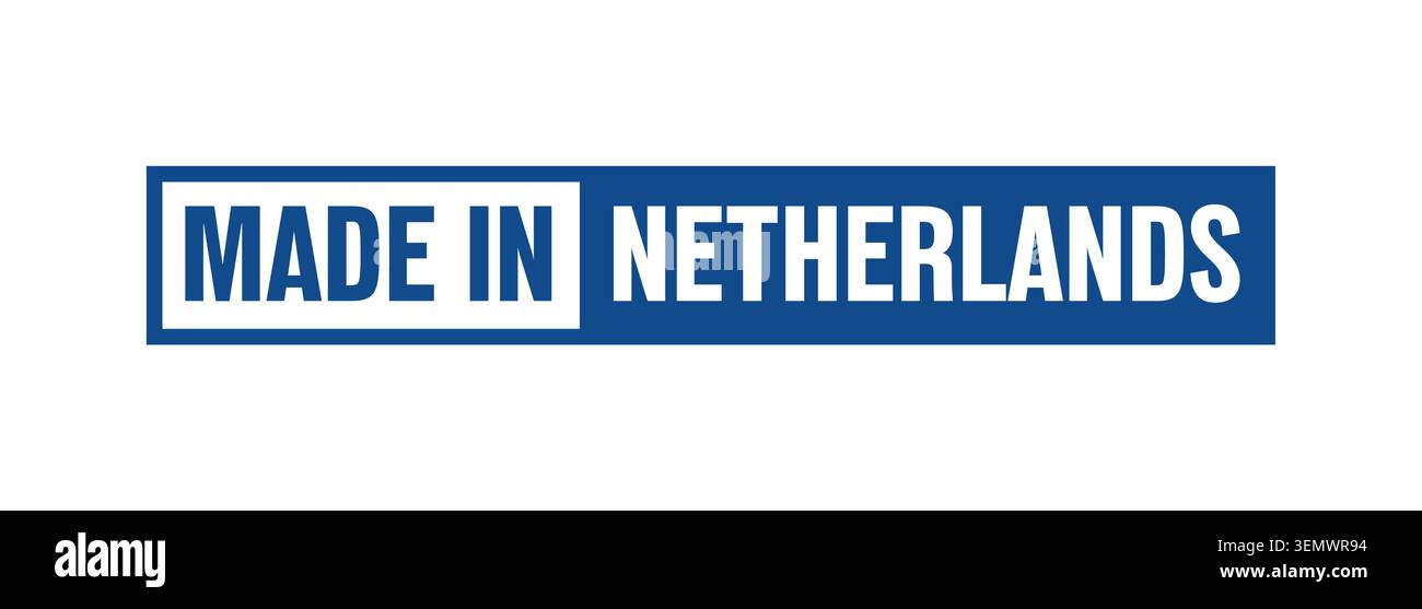 Logo quadrato Made in Netherlands con bandiera olandese Illustrazione Vettoriale