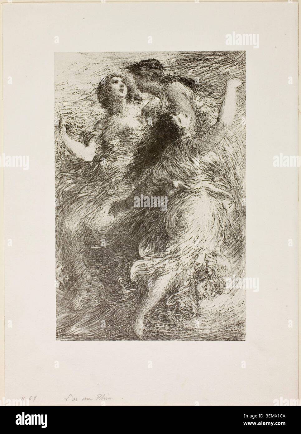 The Rhinegold: Scena i, The Rhinemaidens di Henri Fantin-Latour, 1886, raffigurante tre ninfe d'acqua in drappeggi fluenti tra correnti vorticose Foto Stock