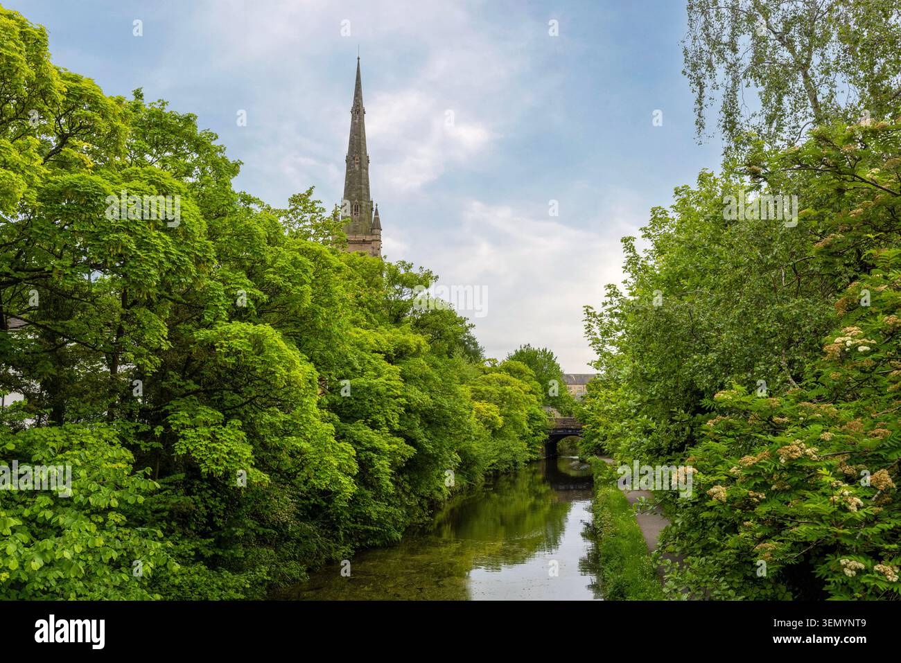 L'architettura neogotica della cattedrale cattolica di Lancaster, uno storico monumento del XIX secolo nel Lancashire, in Inghilterra. Foto Stock