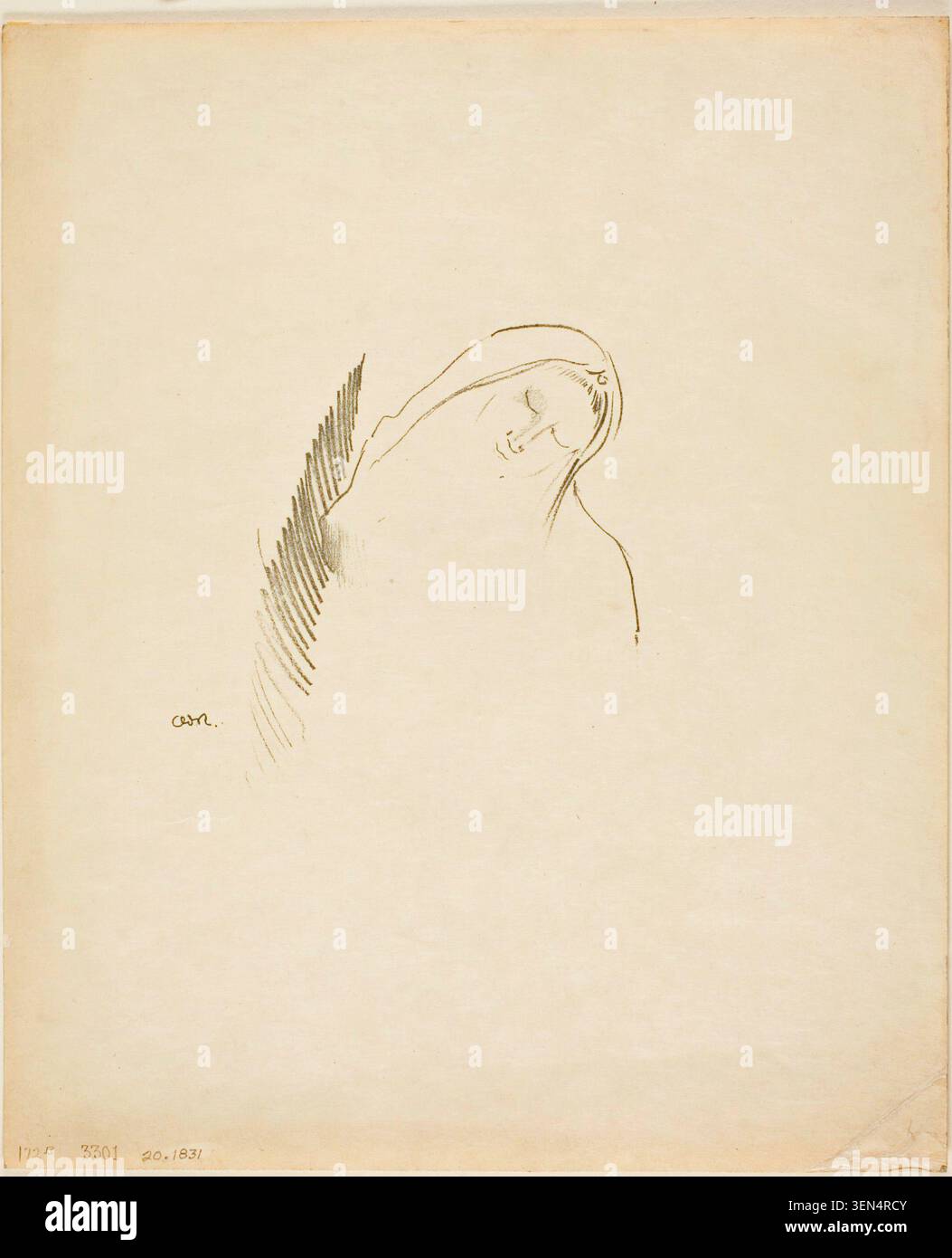 Dormi di Odilon Redon, 1898 anni, raffigurante la testa di una donna inclinata all'indietro in posa, con delicati lavori di linea e sfumature sottili Foto Stock