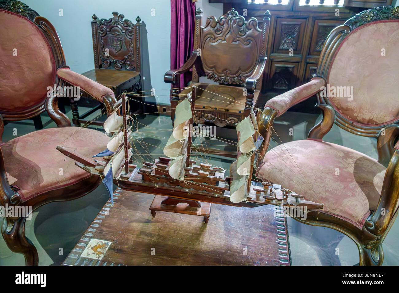 San Juan del Obispo Guatemala, Palacio Arzobispal Palazzo dell'Arcivescovo, Museo San Juan del Obispo, Antigua Guatemala, Sacatepequez Department, arco coloniale Foto Stock