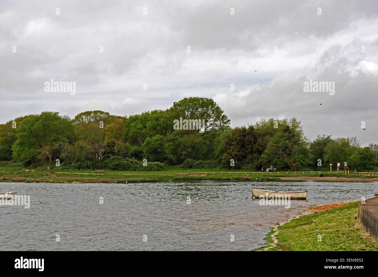 Giornata primaverile opaca a Emsworth, Hampshire. Foto Stock