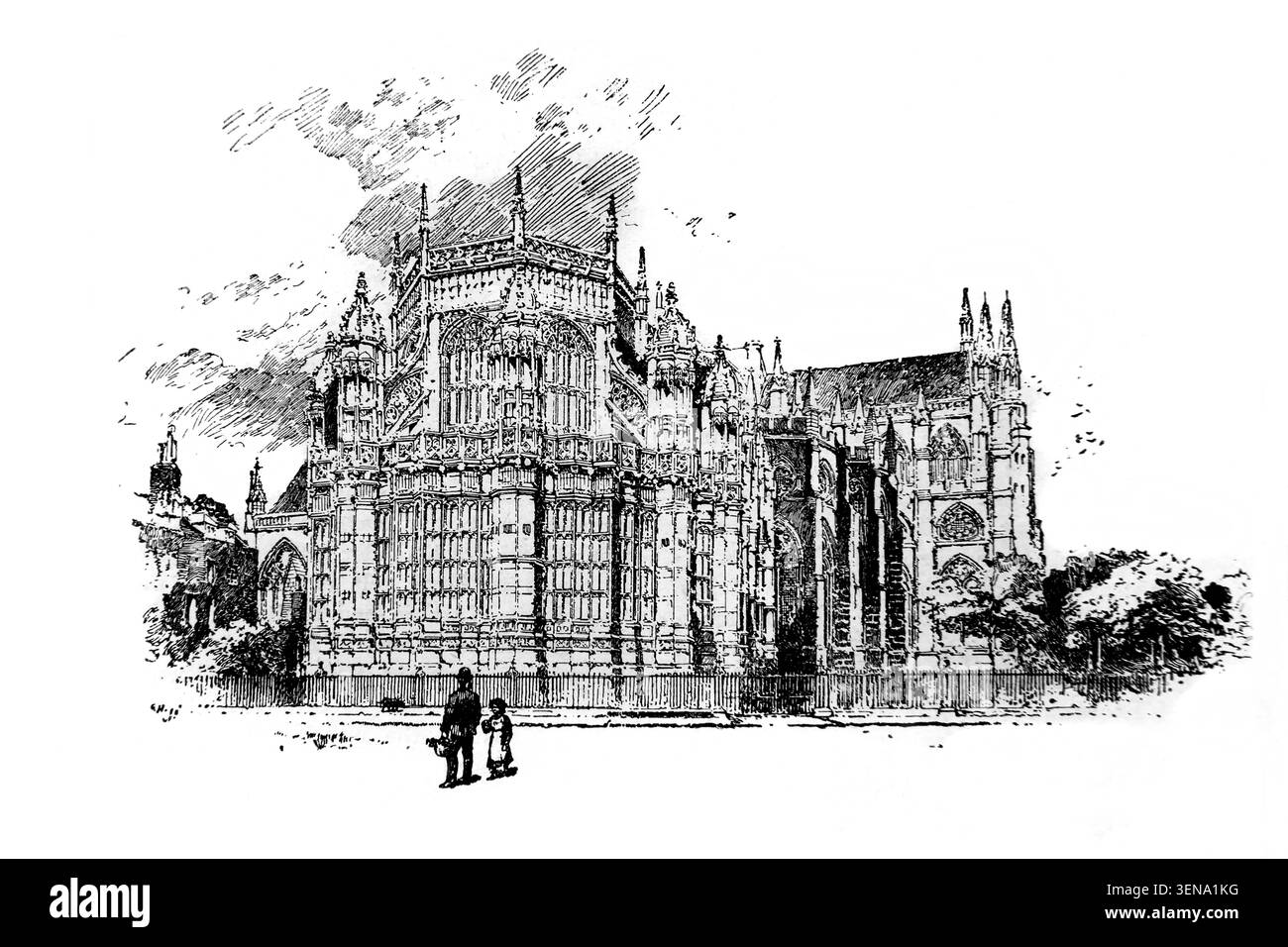 Incisione della Cappella di Enrico VII Abbazia di Westminster di Herbert Railton da un libro di storia del XIX secolo Cassell's History of England Special Edition Vol Foto Stock