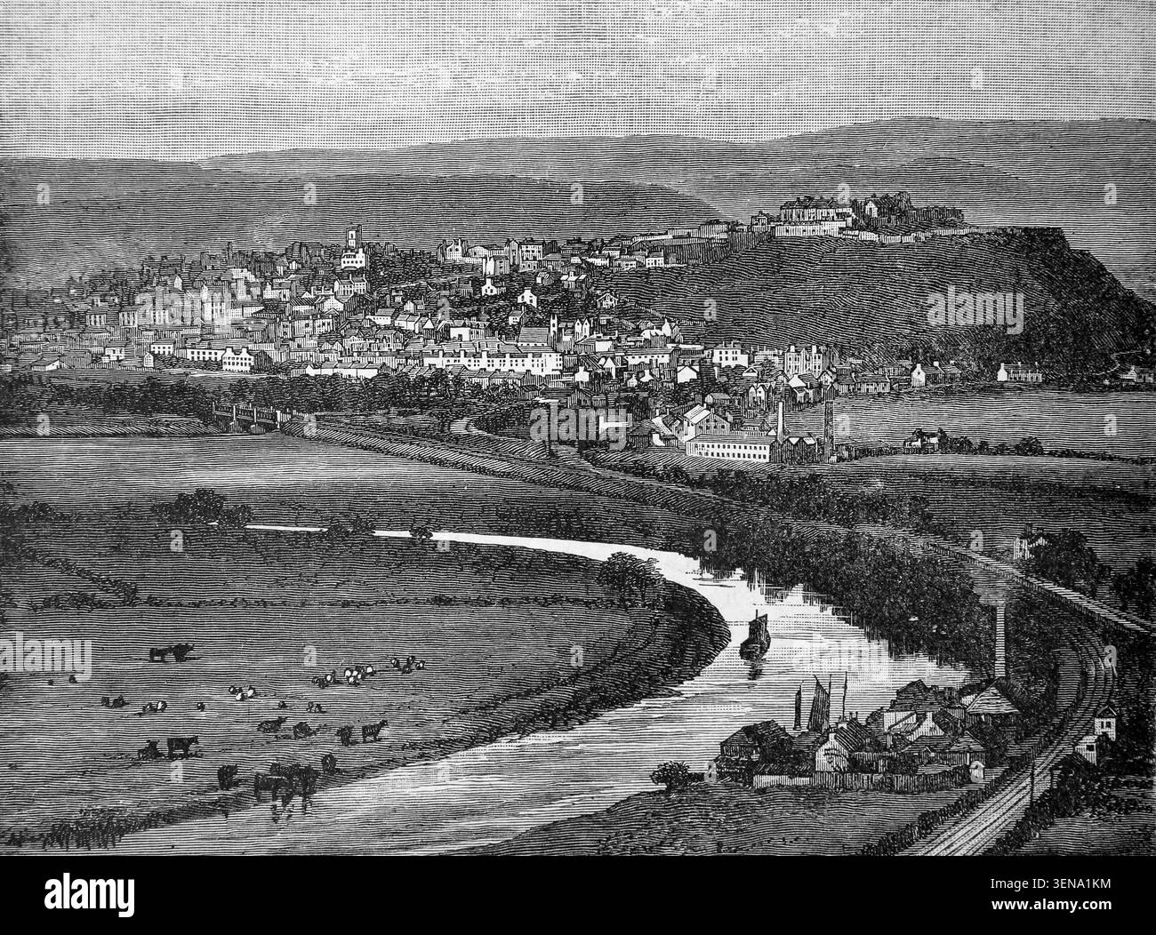 Incisione di Stirling dall'abbazia di Craig Scotland da un libro di storia del XIX secolo Cassell's History of England Special Edition volume II di A.W.C Foto Stock