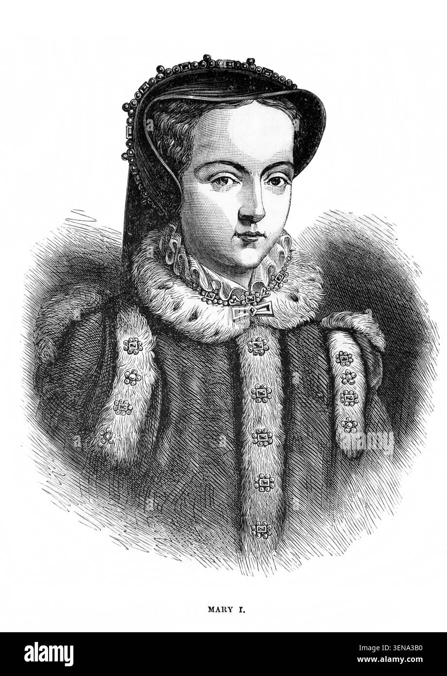 Ritratto di Maria i (1516-1558) Regina d'Inghilterra da un libro di storia del XIX secolo Cassell's History of England Special Edition volume II di A.W.Cowan Foto Stock