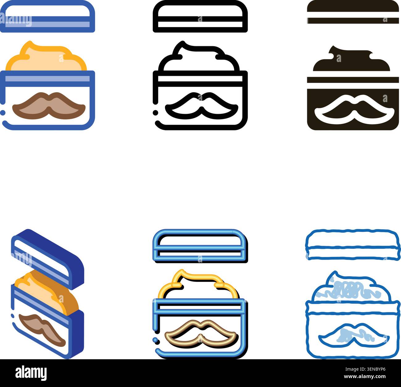 Icona del contenitore della crema da barba Vector. Segno del contenitore della crema di rasatura. Diversità dei simboli di contorno isolati Illustrazione Vettoriale