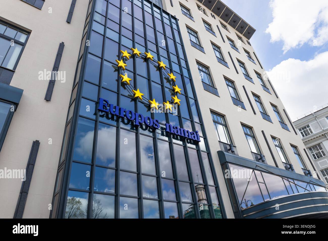 Facciata dell'edificio dell'Unione europea a Vilnius. Vilnius, Lituania, 1o maggio 2026 Foto Stock