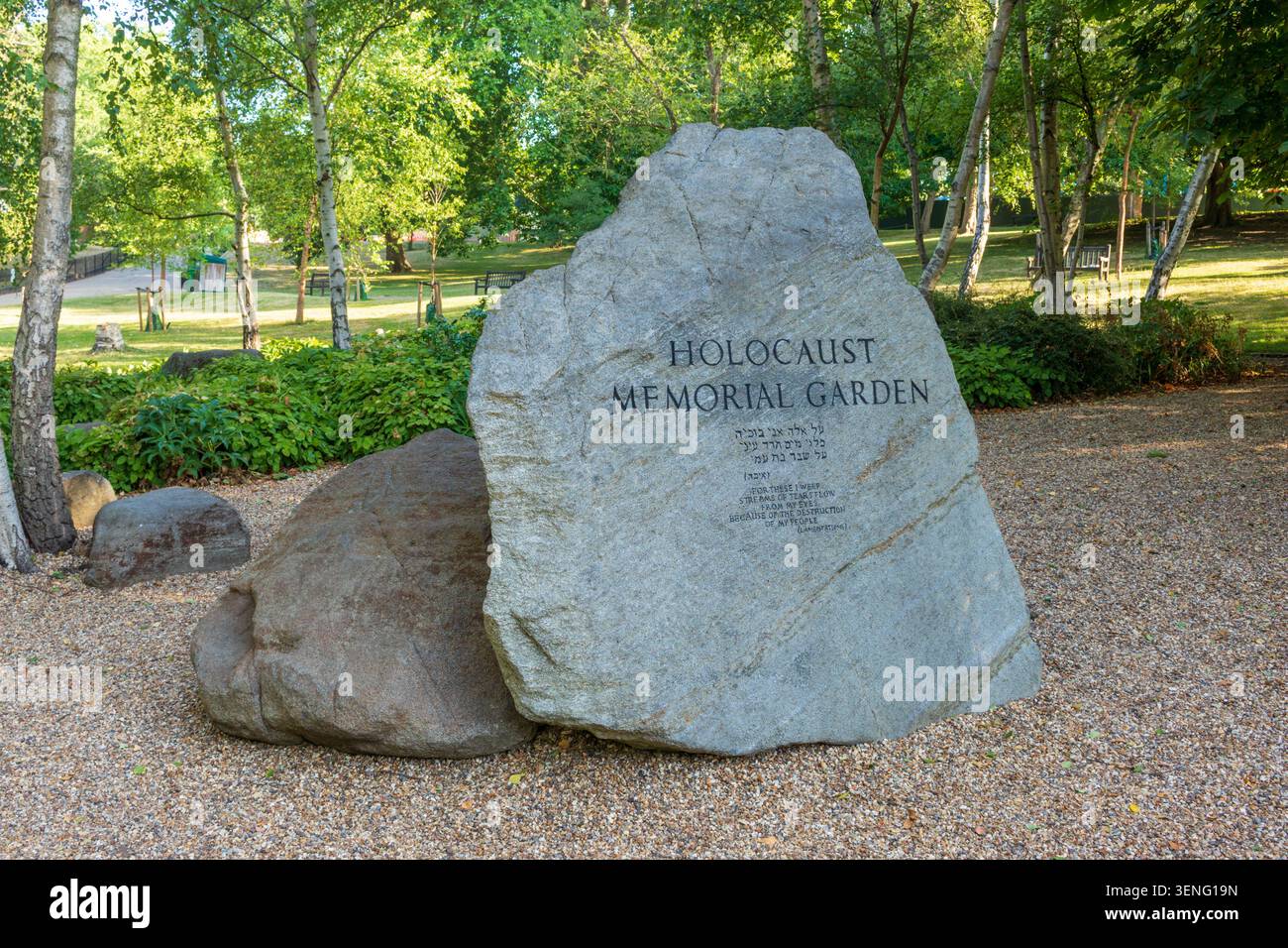 Il Memoriale dell'Olocausto a Hyde Park, Westminster, Londra, Regno Unito Foto Stock