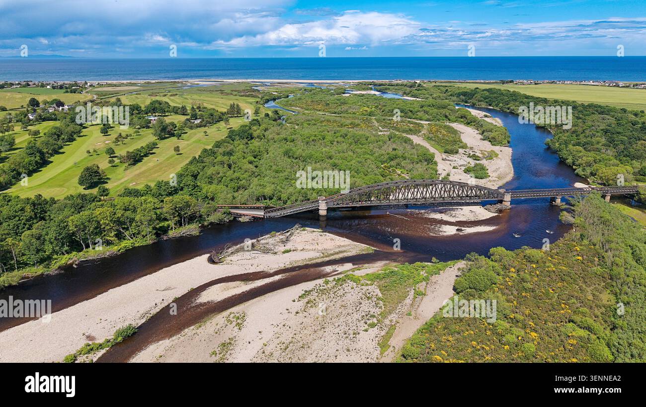 Il ponte ferroviario di Garmouth Spey o il viadotto di Spey crollarono la sezione 6 mesi all'inizio dell'estate parte 14 Foto Stock