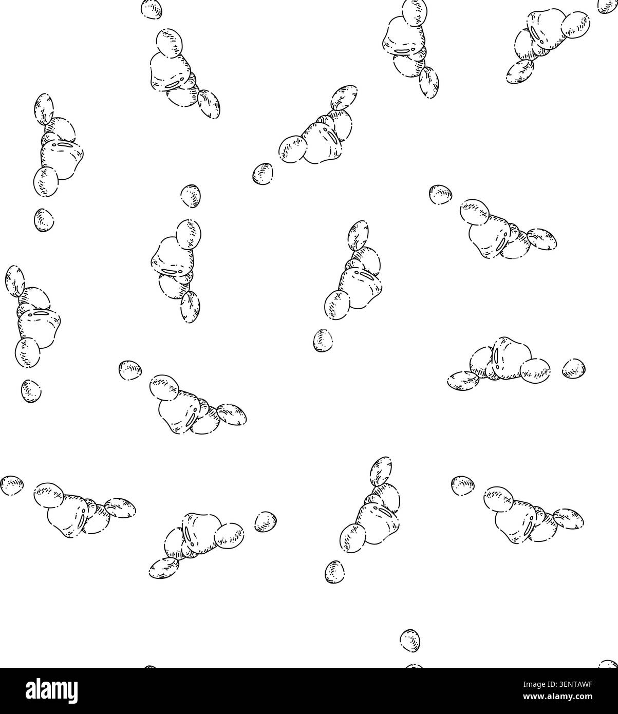 schizzo di ciottoli con motivo senza cuciture pietra vettoriale disegnata a mano, sabbia rotonda del fiume sulla spiaggia, ovale Illustrazione Vettoriale