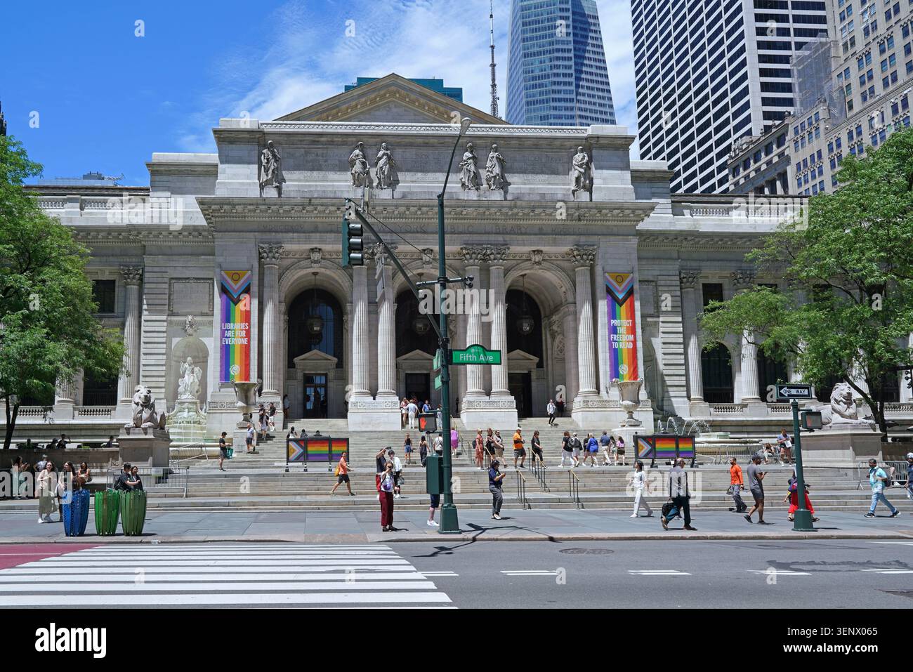Sede principale della New York Public Library sulla Fifth Avenue Foto Stock