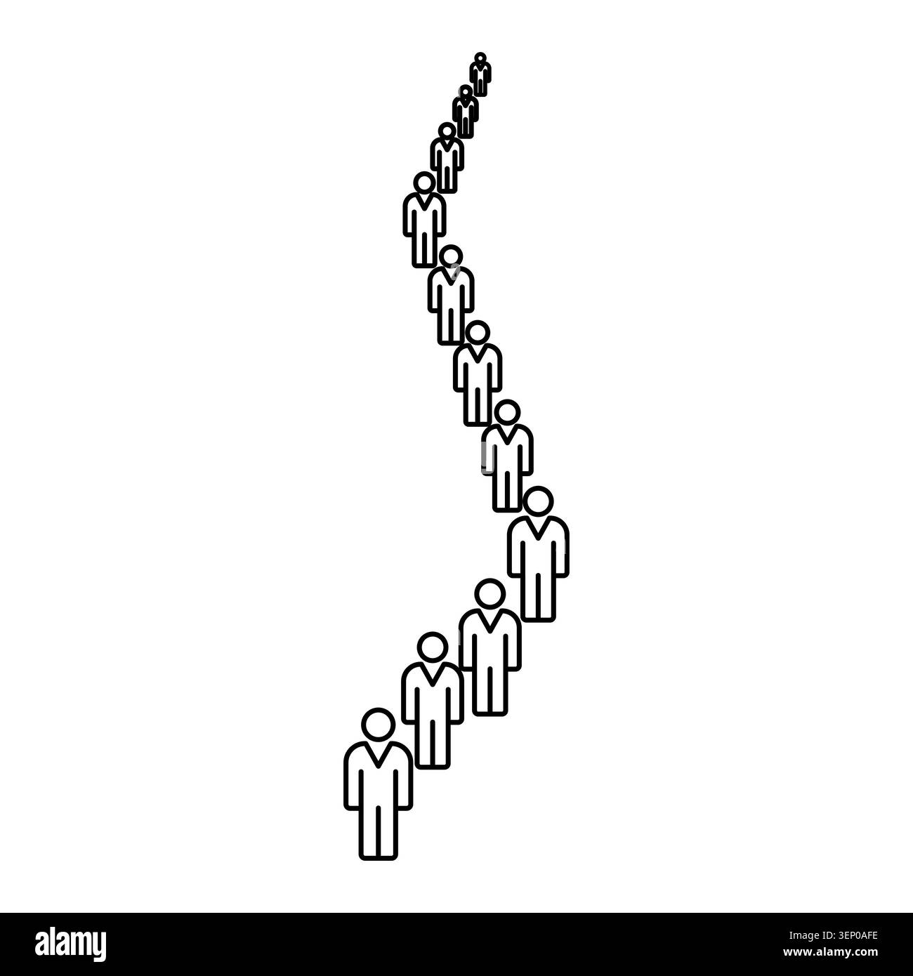 Il raggruppamento percorso riga coda presenta un'icona vettoriale nera. Visualizza la sequenza di attesa lunga eps 10. Illustrazione Vettoriale