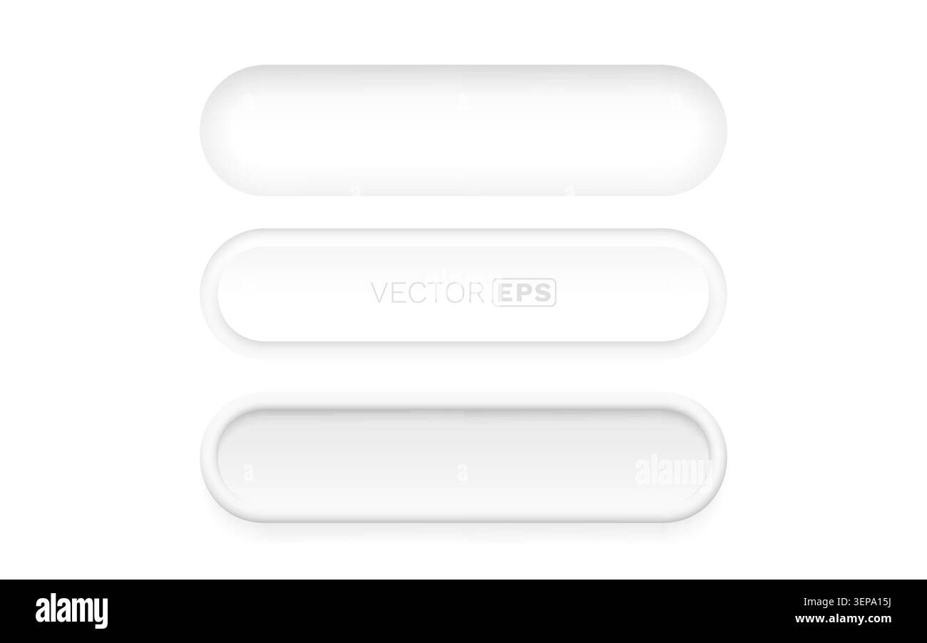 Elementi minimalisti dell'interfaccia utente neumorfici con morbido effetto 3D, perfetti per il moderno design di applicazioni e Web. Illustrazione vettoriale Illustrazione Vettoriale