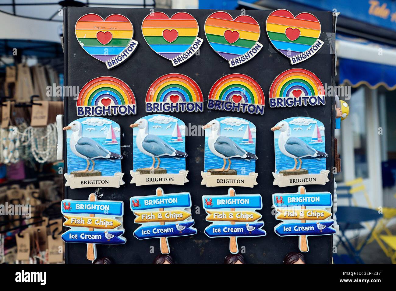 Magneti per frigorifero souvenir a Brighton, Regno Unito Foto Stock