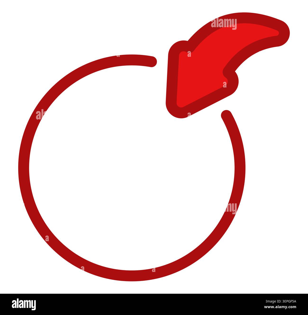 Freccia rossa che indica lo stile piatto dell'icona del contorno circolare Illustrazione Vettoriale