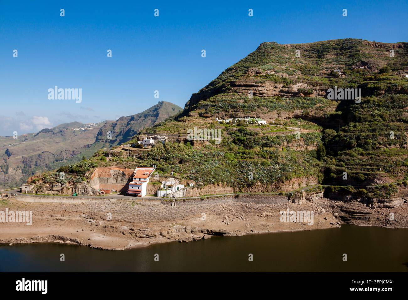 Paesaggio della diga Los Perez sull'isola di Gran Canaria, Spagna Foto Stock