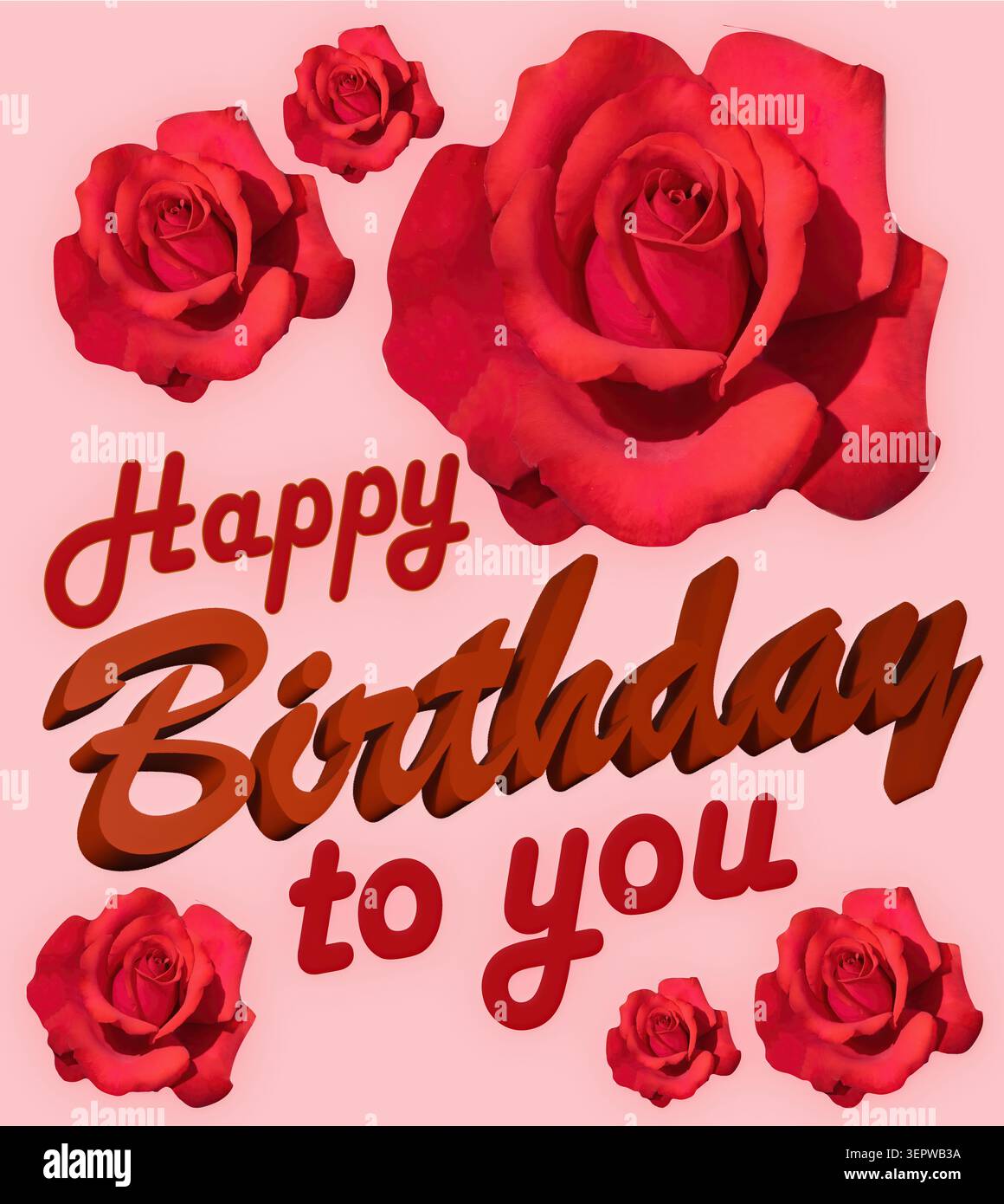 Happy Birthday Card con rose rosse Foto Stock