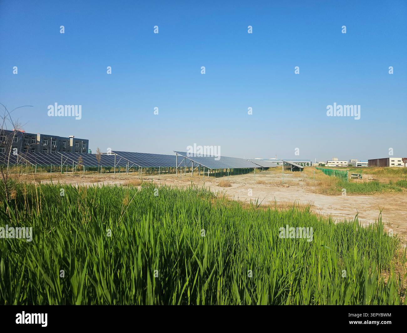 Centrale solare sulla periferia urbana in Cina Foto Stock