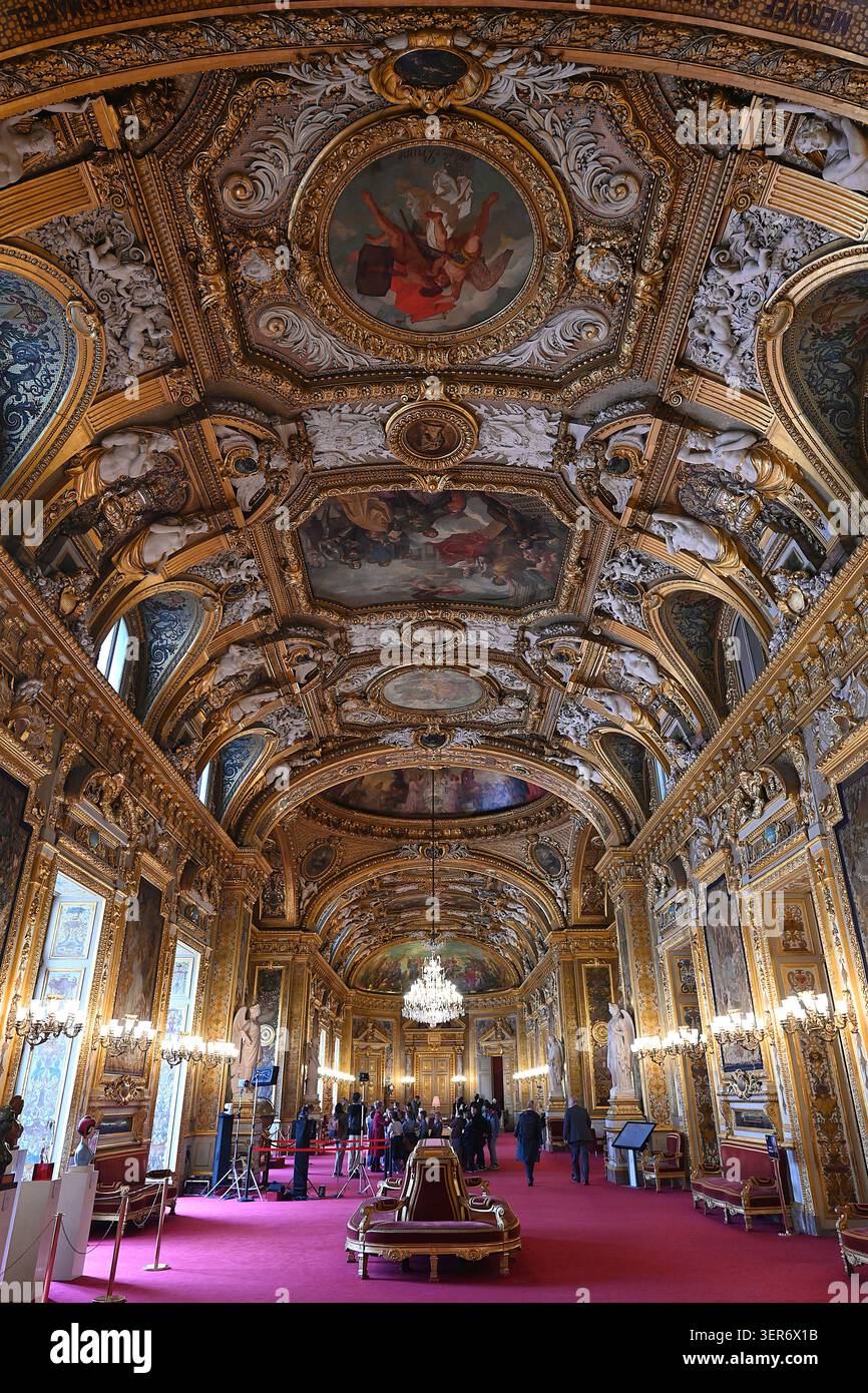 Parigi (Francia): Palazzo del Lussemburgo, sede del Senato. Il Teatro delle conferenze, che copre un'area di quasi 650 m2 (57 m di lunghezza, 10,60 m di larghezza). La c Foto Stock
