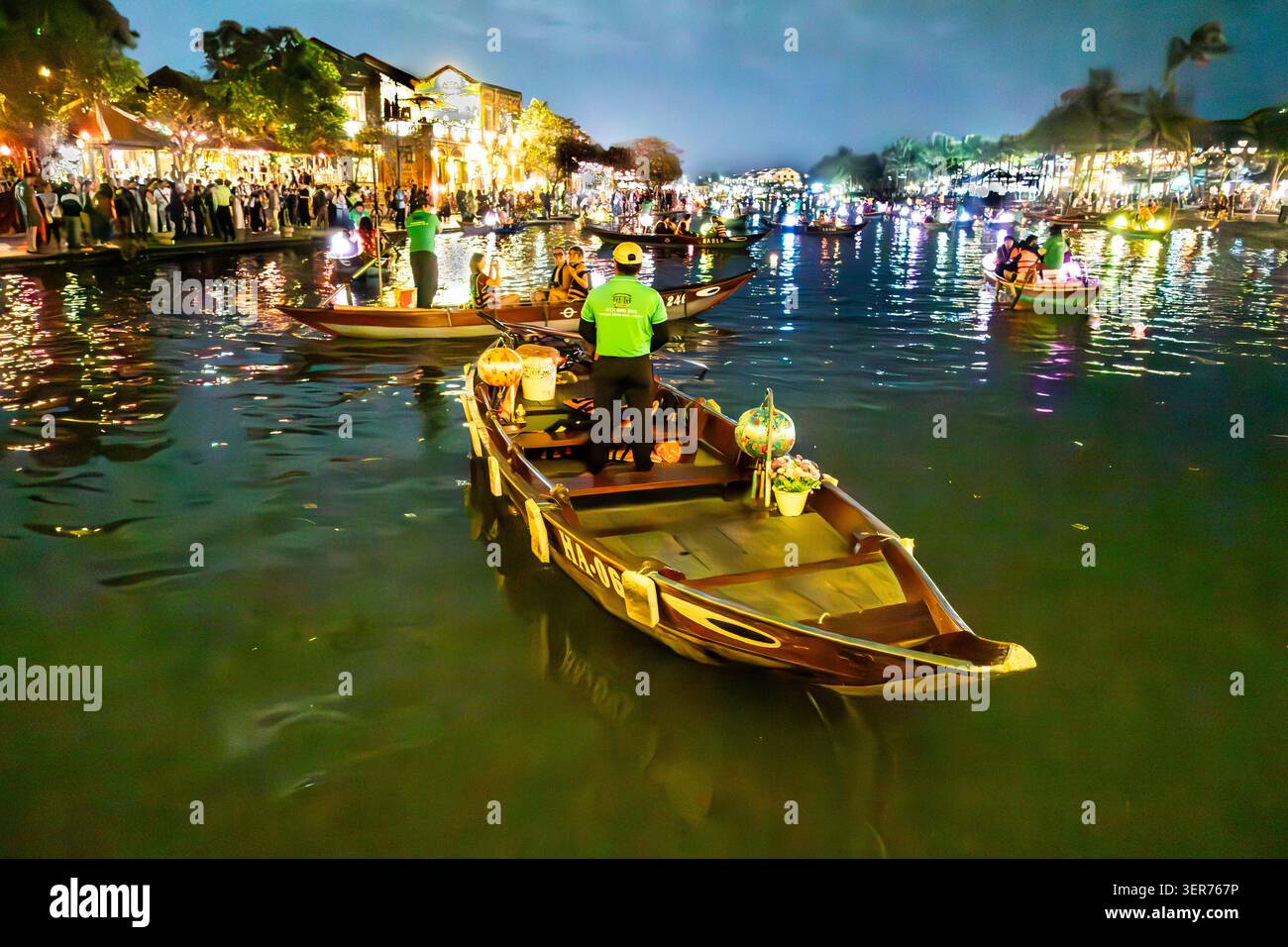 Tour in barca sul fiume Hoai Hoi An Vietham Foto Stock