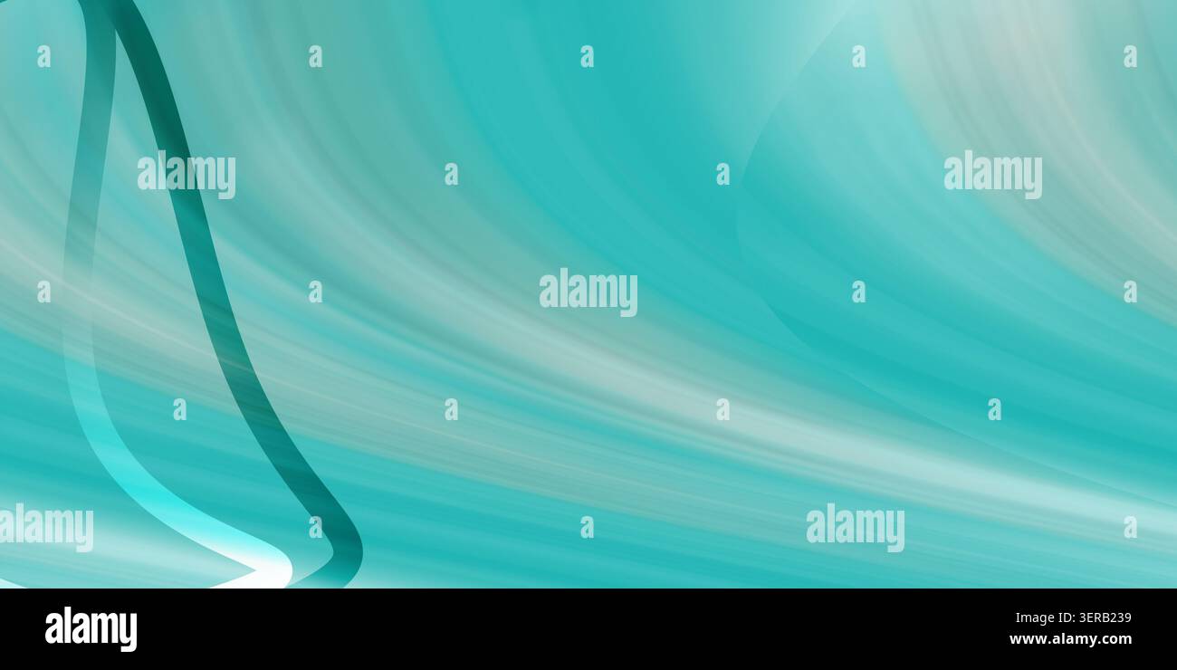 Uno sfondo vibrante e astratto con linee curve fluide e fluide in sfumature di tè e ciano, che evocano un senso di movimento fluido ed eleganza moderna. Foto Stock