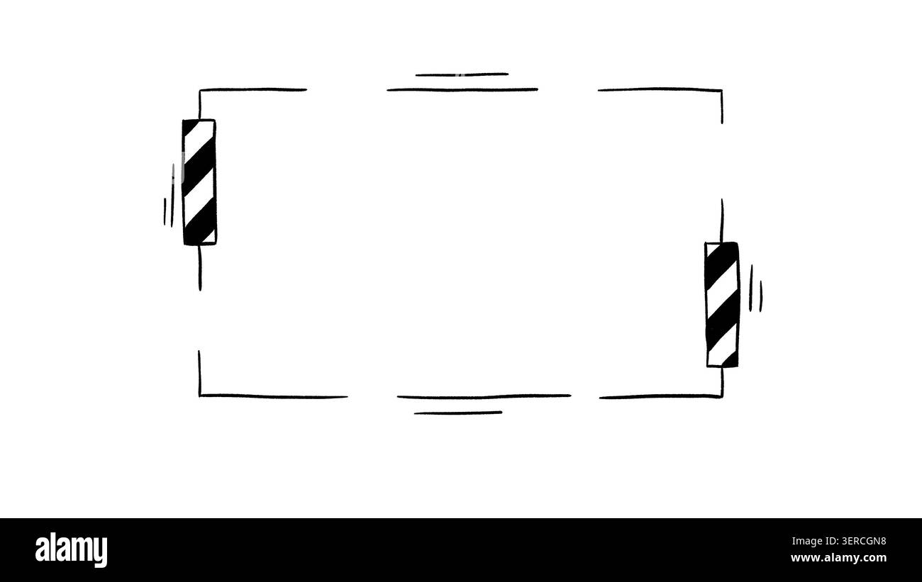 Telaio disegnato a mano, elementi geometrici a strisce schizzo minimo del bordo del contorno Foto Stock