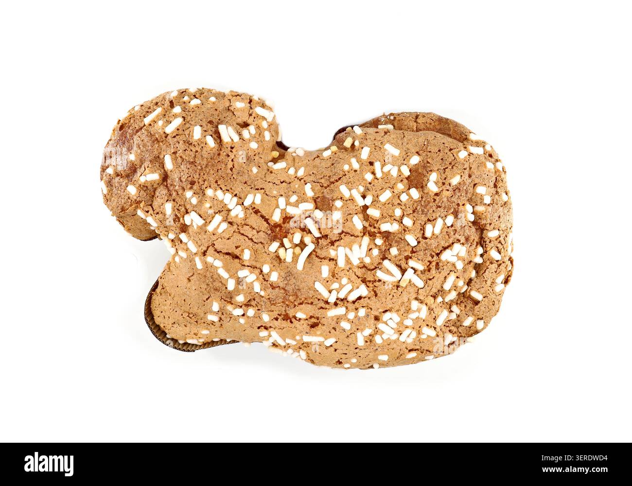 Vista dall'alto di Agnello Pasquale, agnello di Pasqua in inglese, torta pasquale italiana. E' una versione della colomba Pasquale più conosciuta, la colomba pasquale Foto Stock