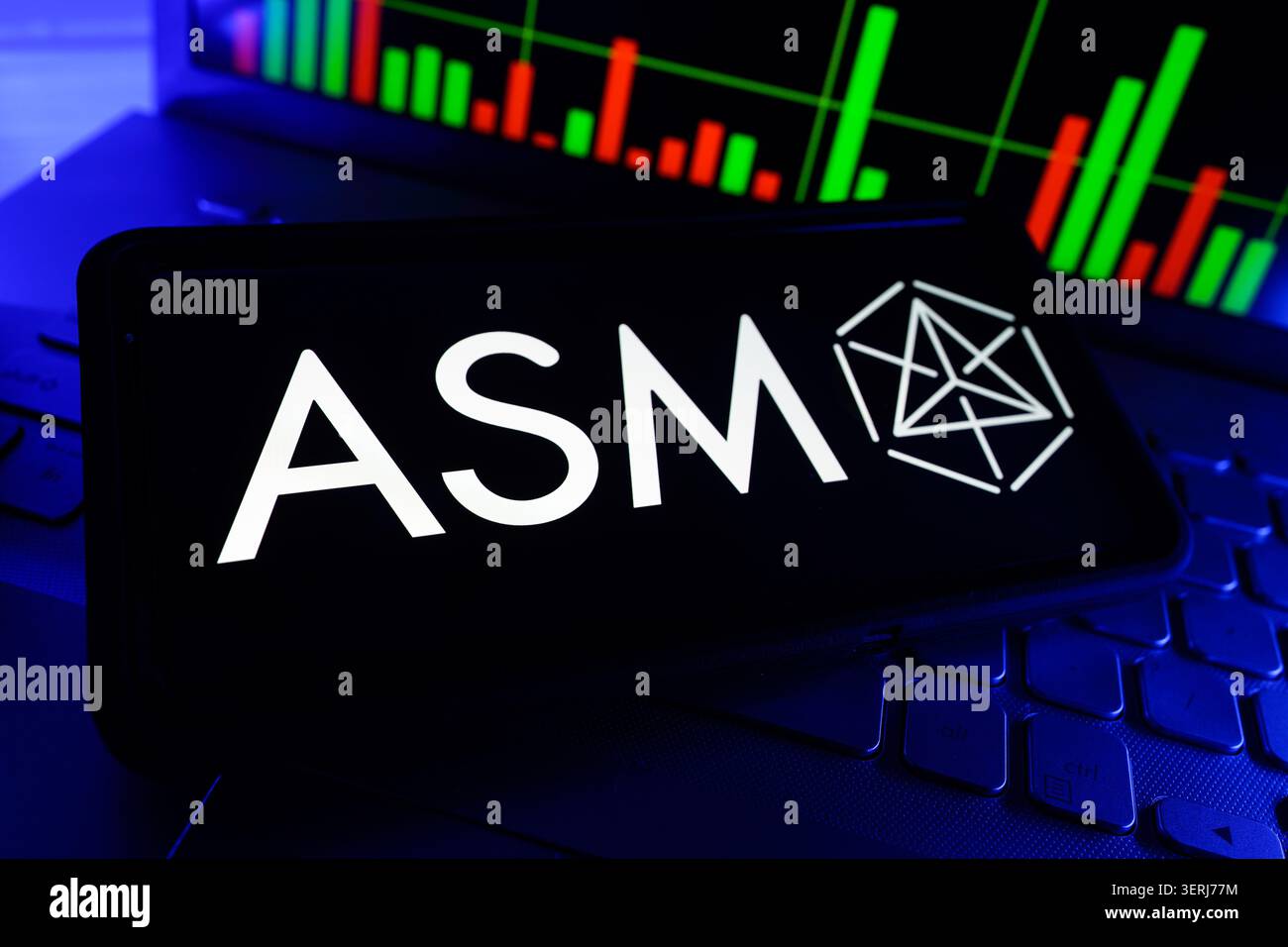 ASM International Semiconductor Equipment Company Fornisce Tecnologia di Lavorazione delle Wafer e Soluzioni di Fabbricazione dei Chip Performance del Mercato Azionario Char Foto Stock