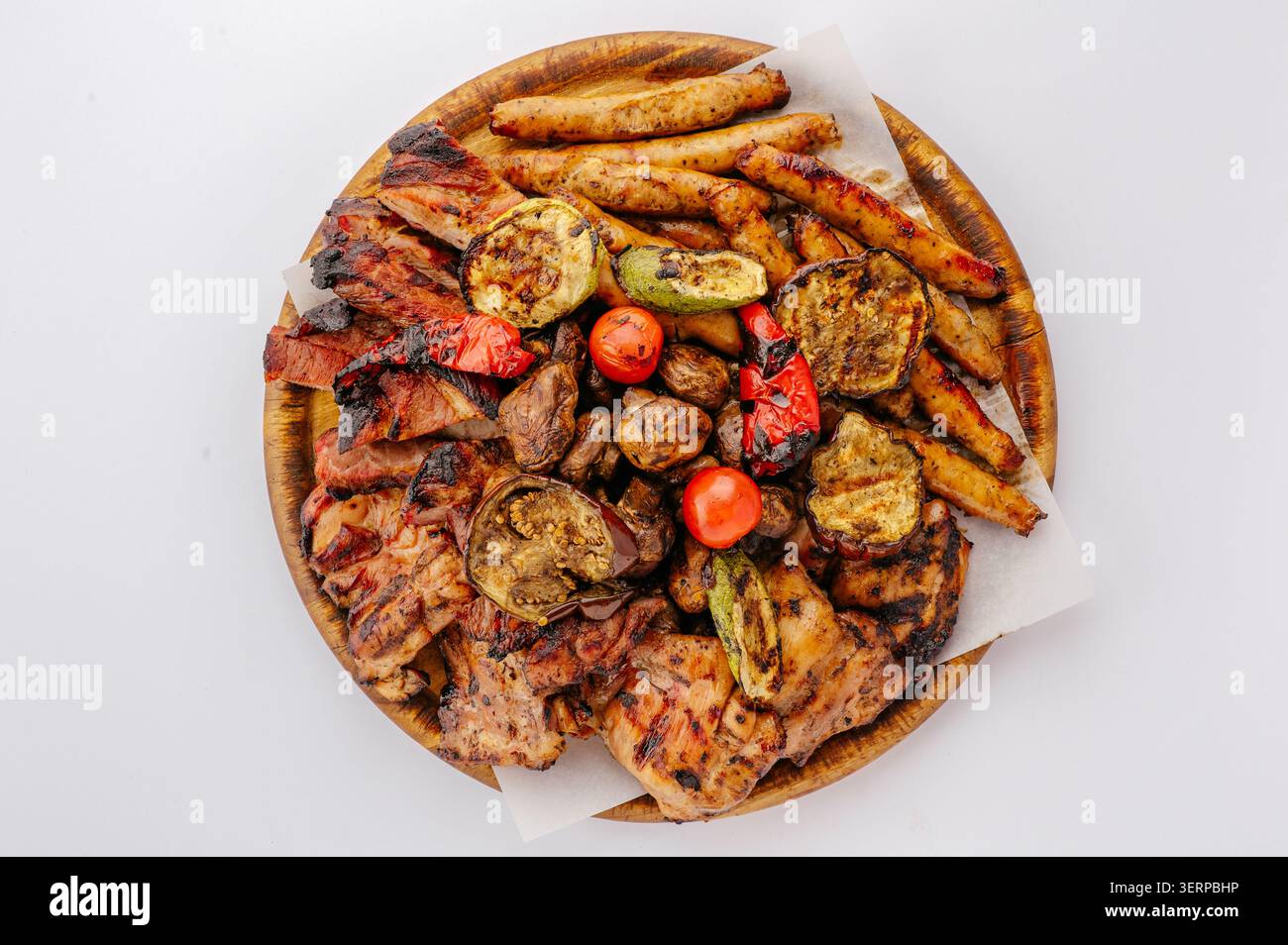 Ampia scelta di piatti di carne e verdure alla griglia Foto Stock