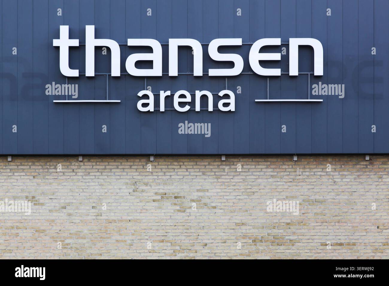 Fredericia, Danimarca - 1 maggio 2022: L'arena Thansen è un palazzetto dello sport di Fredericia, Danimarca, utilizzato per molti sport, ma principalmente pallamano Foto Stock