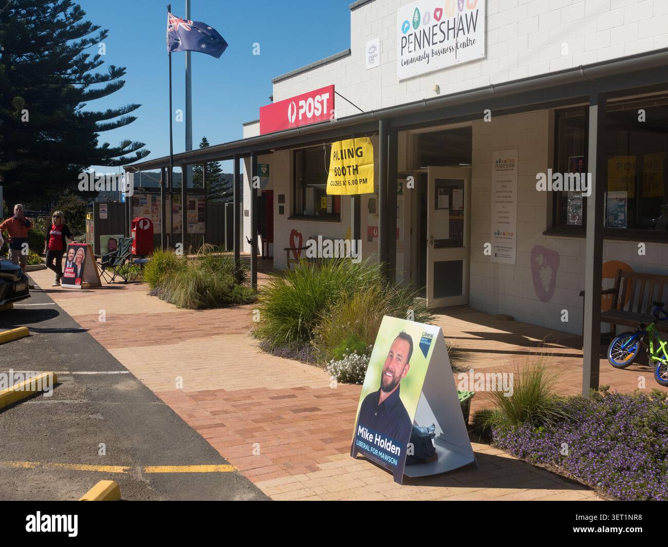 Cabina elettorale per il voto al municipio di Penneshaw sull'isola di Kangaroo nella South Australia, Australia. Foto Stock