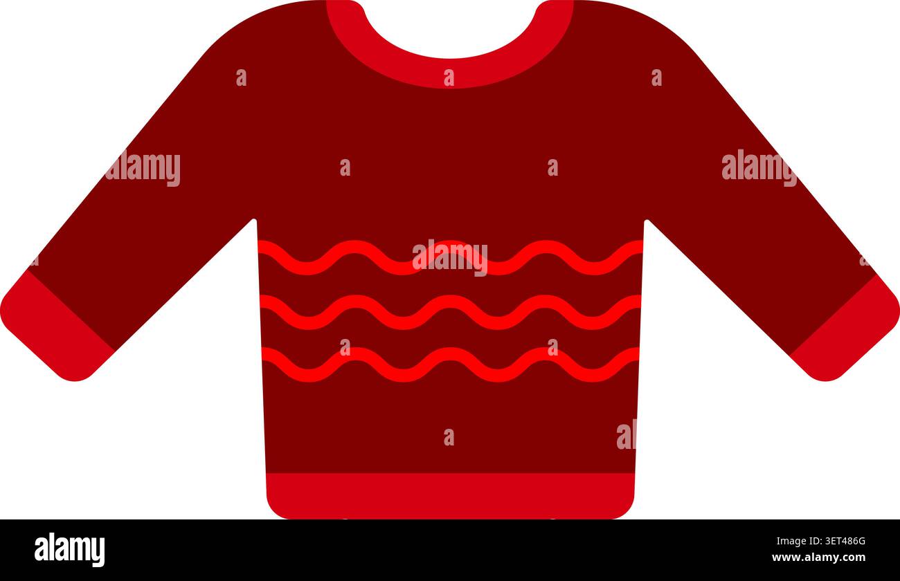 Pullover rosso con motivo ondulato. Illustrazione Vettoriale
