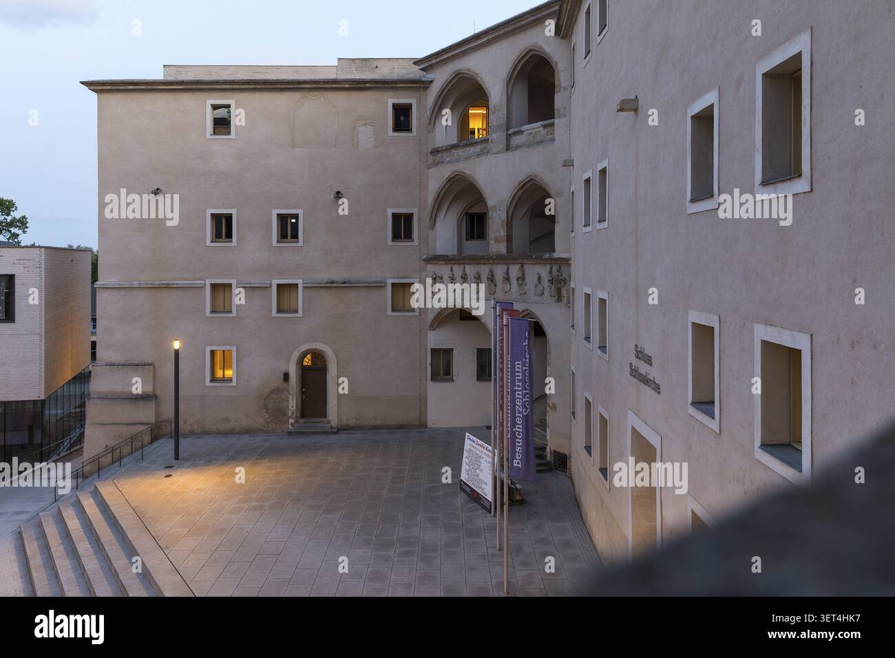 Castello medievale in stile italiano, città Lutera Wittenberg, Sassonia-Anhalt, Germania Foto Stock