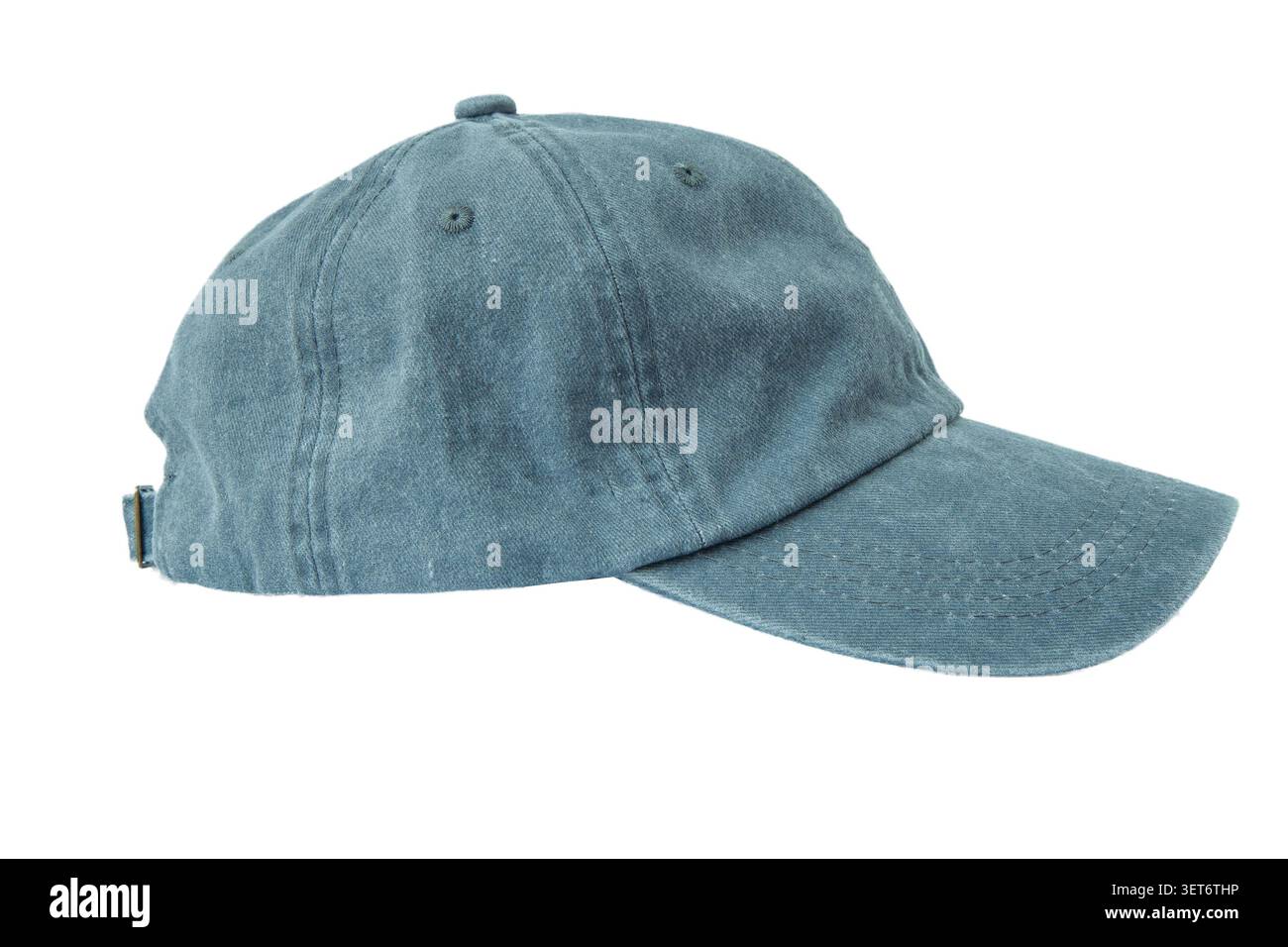 Berretto da baseball in cotone blu - cappello Papà bianco vintage regolabile per uomo e donna. Foto Stock